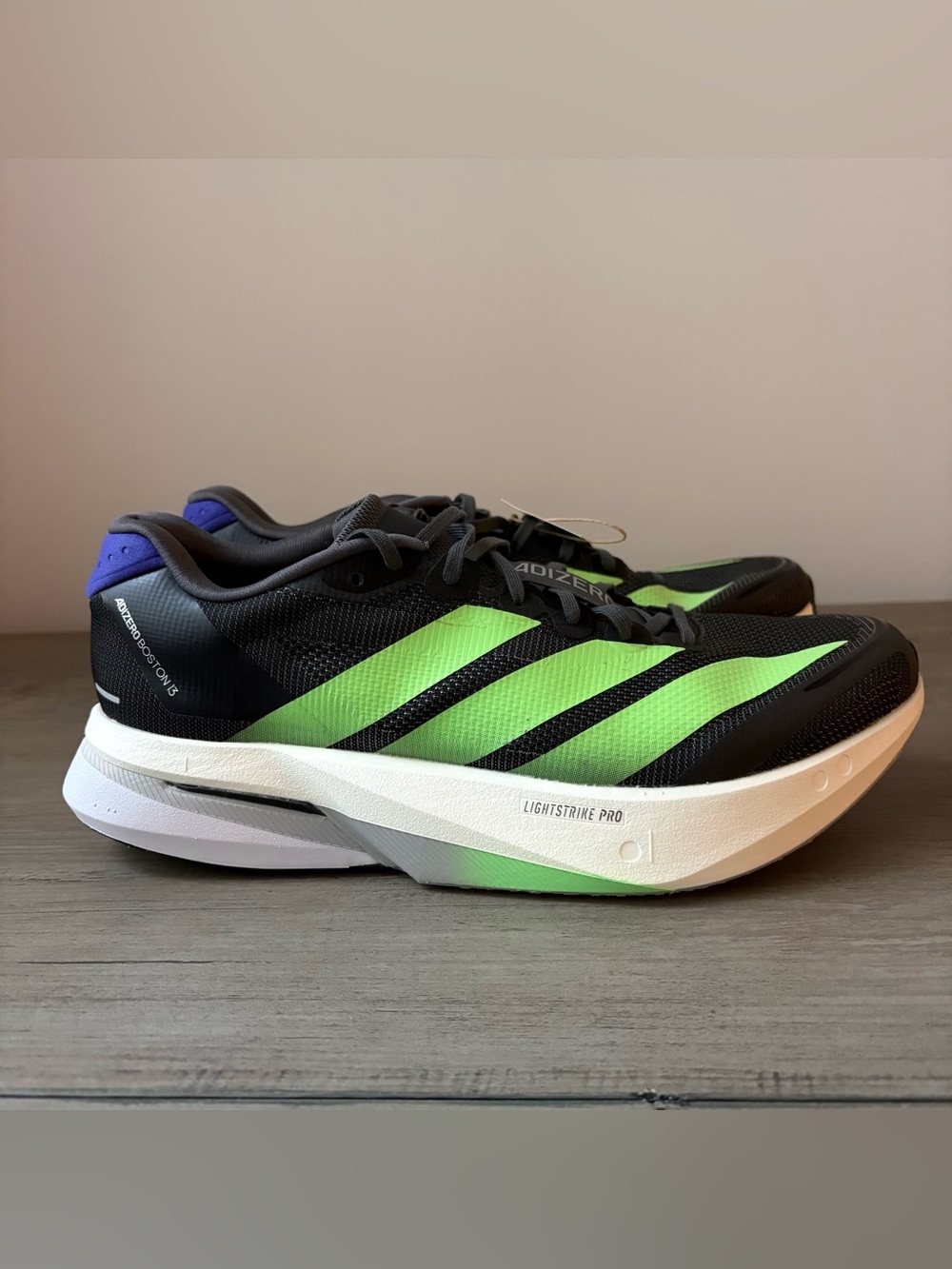 Adidas Adizero Boston 13 Men’s Running Shoes Black/Lime Burst Size 10 JQ1670